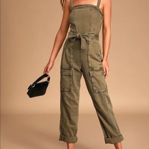 EUC free people go west utility jumpsuit small olive